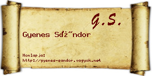 Gyenes Sándor névjegykártya